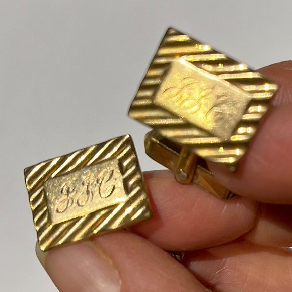 Swank 10K Gold Cufflinks (Gold Fill) with initials - Picture 1 of 5